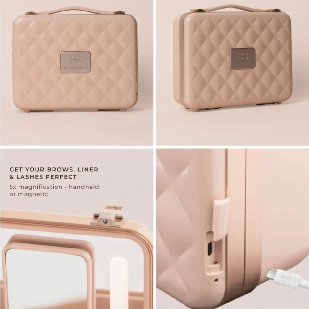Beautifect Box nude portable illuminated makeup vanity case